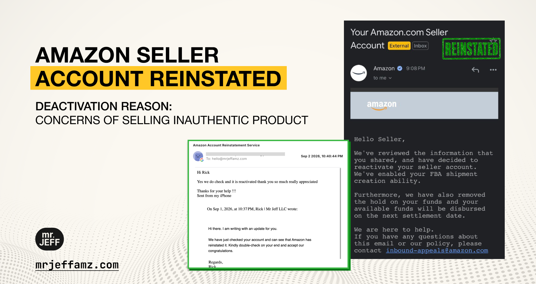 Amazon seller account reinstated after inauthentic suspension case Amazon seller account reinstated after inauthentic suspension case